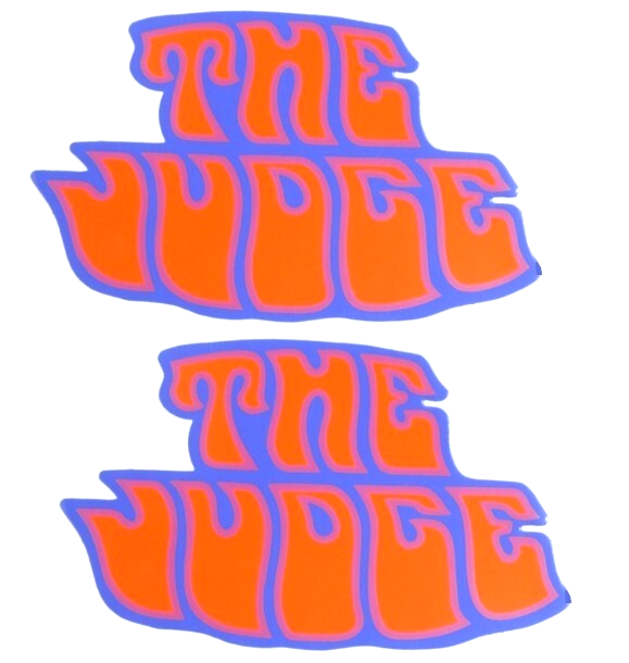 Orange on Blue The Judge Fender Decal Set For 1970-1971 Pontiac GTO Models