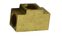 Load image into Gallery viewer, Brass Fuel Line Tee 5/8"-18 Female Inverted Flare All Sides for 3/8" Tube
