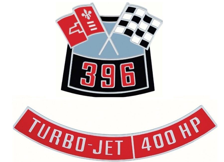 OER Die-Cast 396 With 400 HP Air Cleaner Emblem Set For 1955-1972 Chevy Models