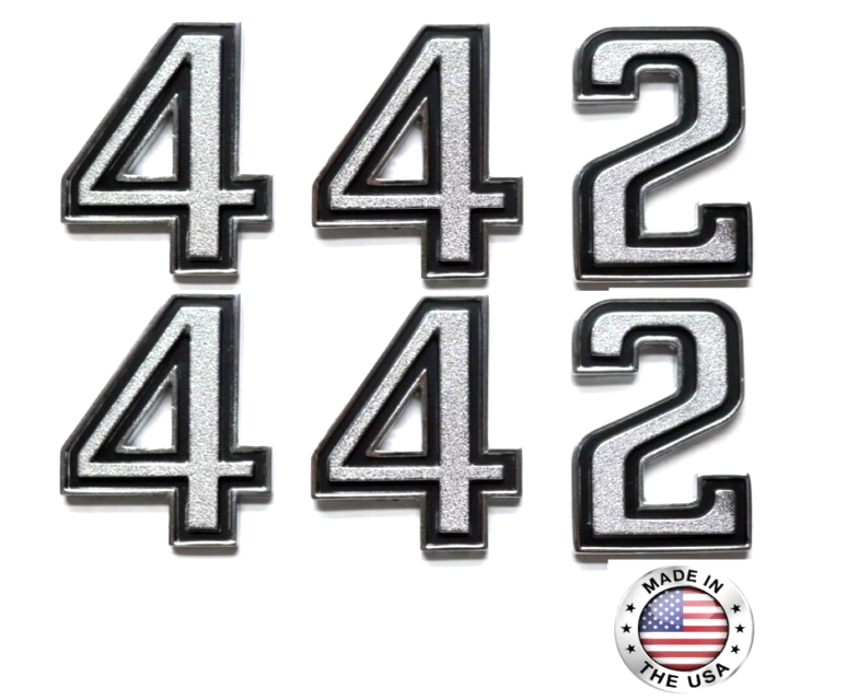442 Fender Emblem Set For 1967-1973 Oldsmobile Cutlass 442 Models Made in USA