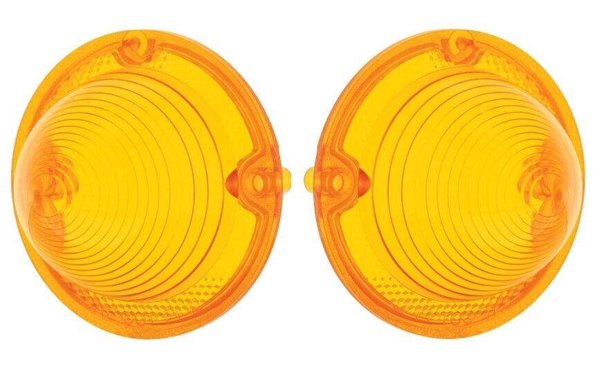 United Pacific Amber Park Lamp Lens Pair For 1958 Chevy Bel Air Biscayne Impala