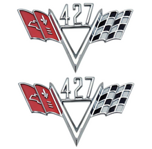 Load image into Gallery viewer, OER Custom 427 Crossed Flag Front Fender Emblem Set For Chevy Car and Trucks
