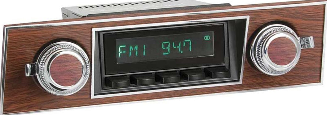 RH6704W 1967 Pontiac Firebird Hermosa Digital AM FM Radio Black w/ Walnut Face