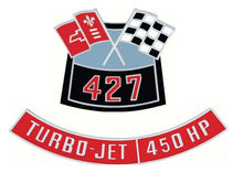 Load image into Gallery viewer, OER Diecast &quot;427&quot; Air Cleaner Emblem Set With 450 HP For 1955-1972 Chevy Models
