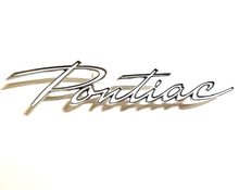 Load image into Gallery viewer, Pontiac Script Front Grille Emblem For 1961 Pontiac Tempest and LeMans USA Made
