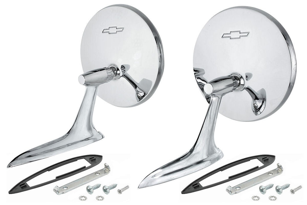 RestoParts Bowtie Outside Mirror Set For 1964-1965 Chevelle EL Camino & Corvair