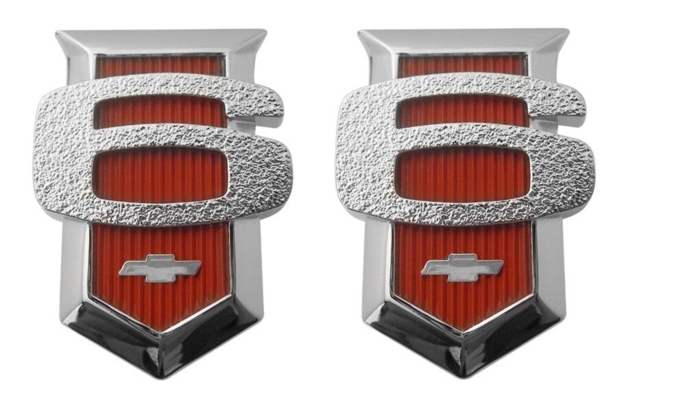 Trim Parts Front Fender Emblem Set For 1963 Bel Air Biscayne and Impala 6 Cyl