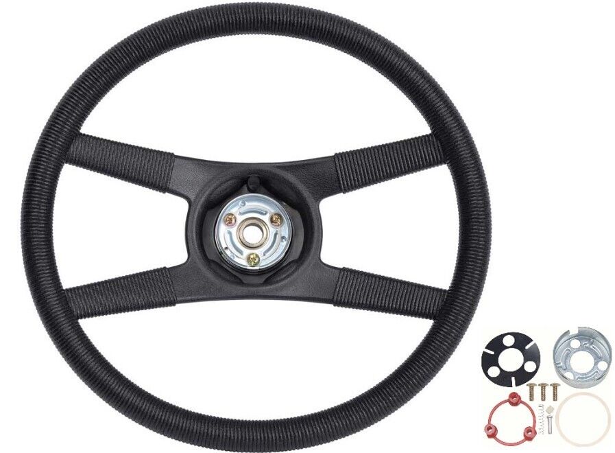 OER Black 4-Spoke Steering Wheel Rope Wrap Design For 1977-1981 Chevy Camaro Z28