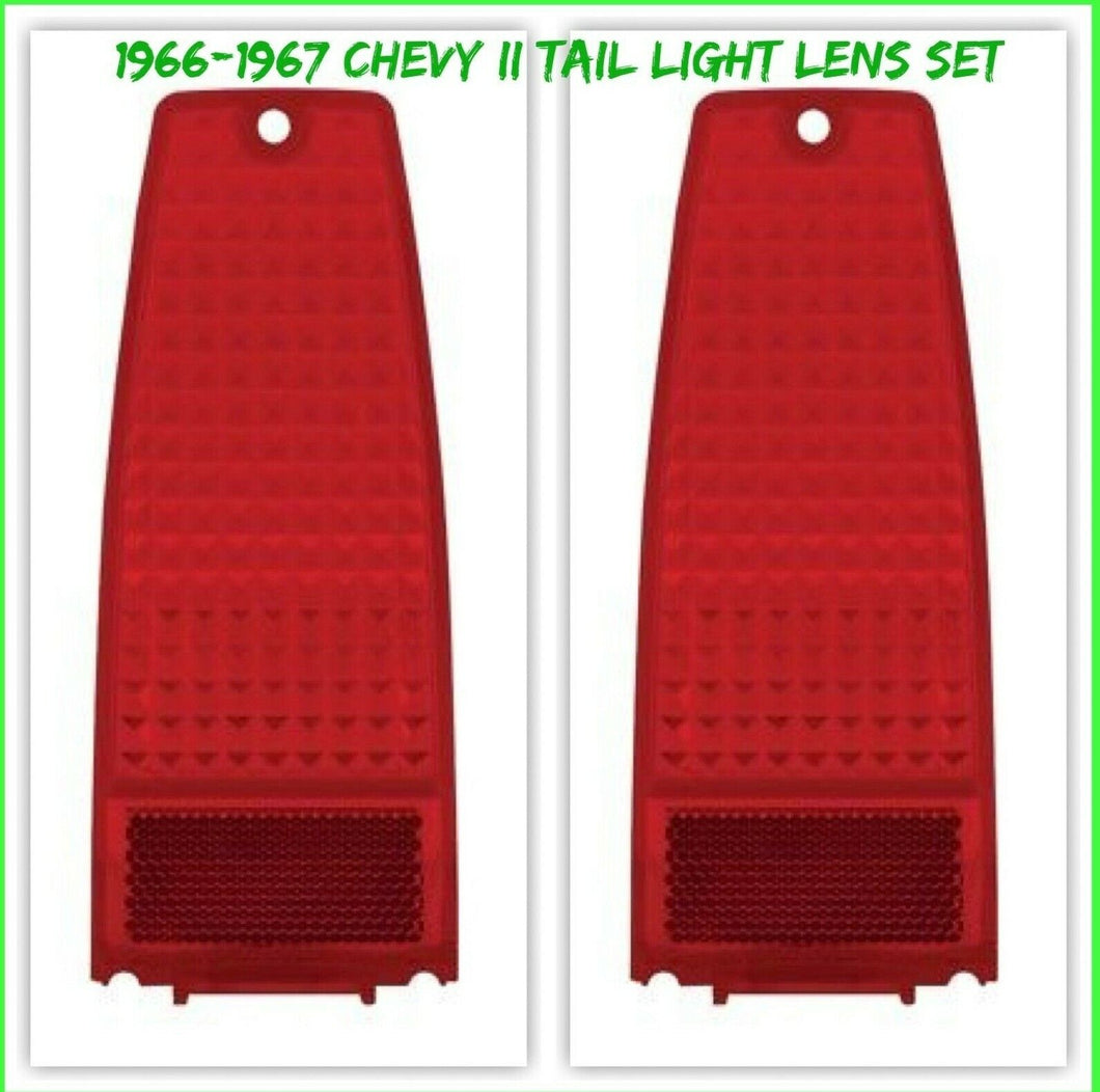 United Pacific Red Tail Light Lamp Lens Set 1966-1967 Chevrolet II Nova