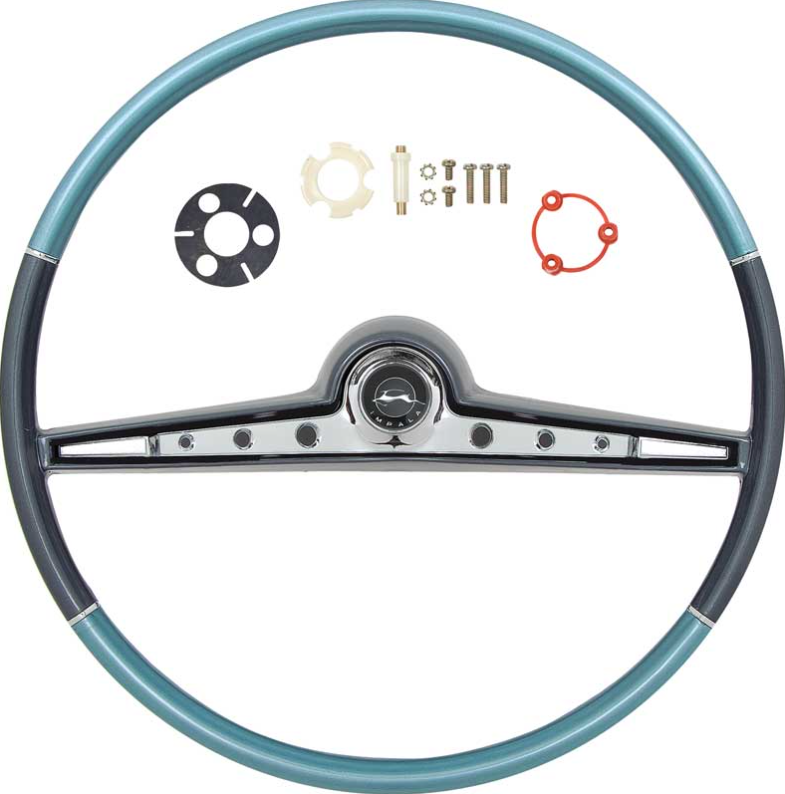 OER Two-Tone Blue Steering Wheel Kit With Impala Horn Emblem 1962 Chevy Impala