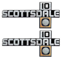 Load image into Gallery viewer, OER Front Fender &quot;Scottsdale 10&quot; Emblem Set 1981-1987 Chevy Pickup Trucks
