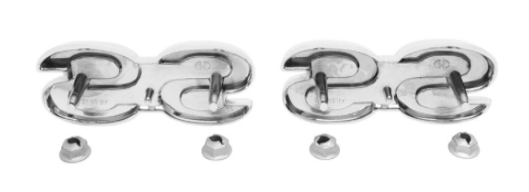 OER 350 Zinc Die-Cast Front Fender Emblem Set – 1970-1974 Chevy II Nova, Left & Right - View #2