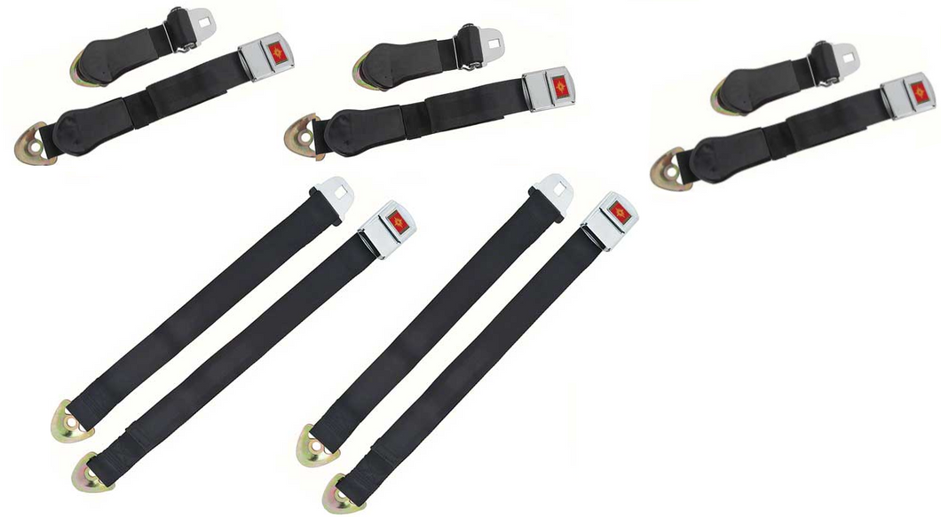 OER Deluxe Seat Belt Set 2 Front and 3 Rear 1966 Chevy Impala Bel Air Biscayne