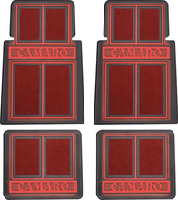 Load image into Gallery viewer, OER 4 Piece Red/Black Carpeted Floor Mat Set 1967-2002 Chevy Camaro Models
