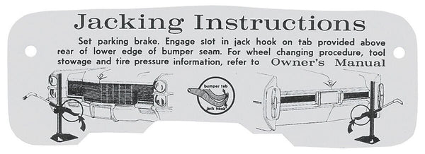 Trunk Jacking Instructions Tag Card For 1965 Cadillac DeVille Eldorado Fleetwood