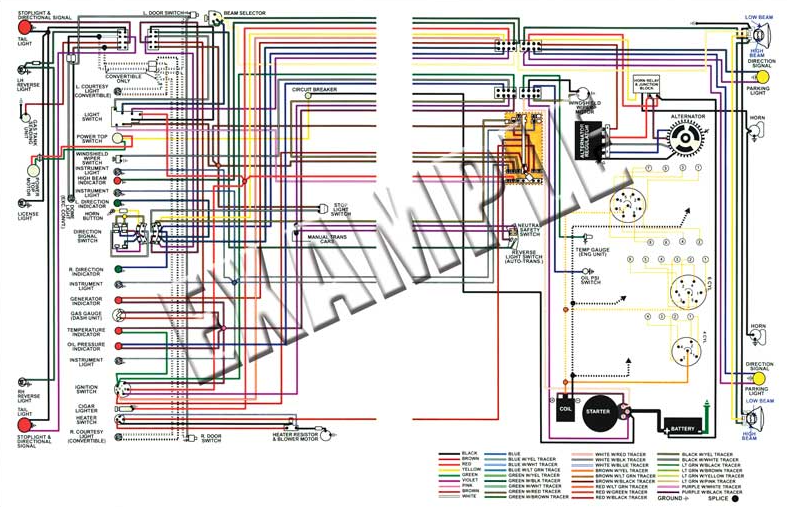 Laminated Colored Wiring Diagram 8-1/2