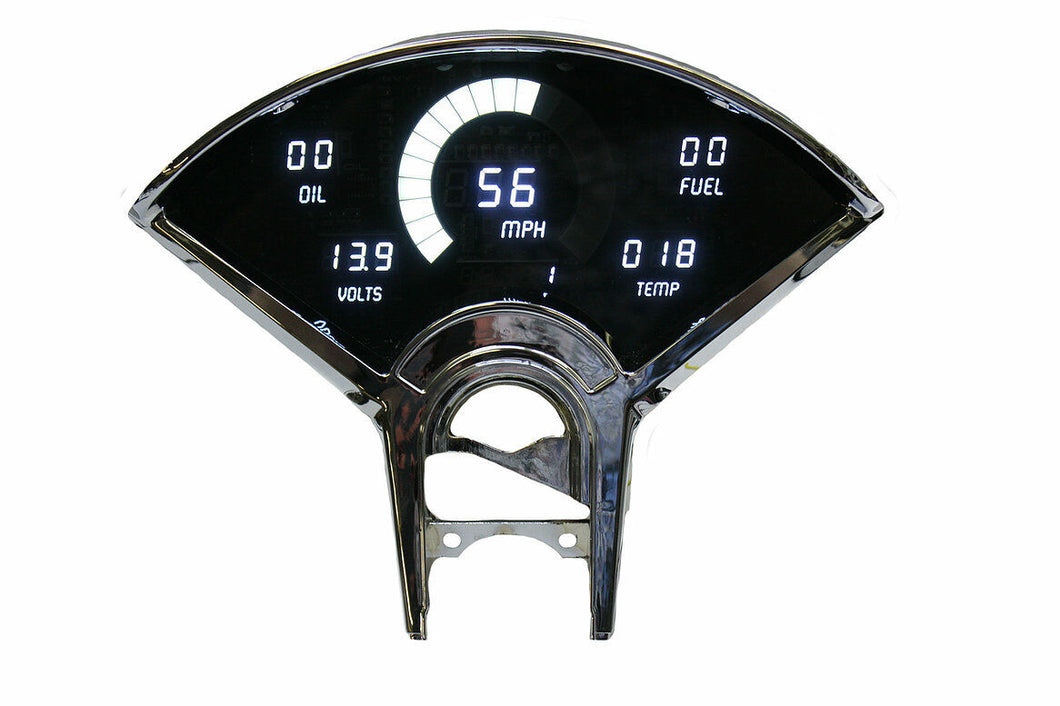 Intellitronix White LED Digital Gauge Cluster 1955-1956 Chevy Bel Air 150 210
