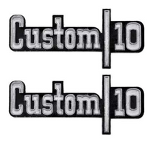 Load image into Gallery viewer, OER Front Fender &quot;Custom 10&quot; Emblem Set 1973-1976 Chevy Pickup Trucks
