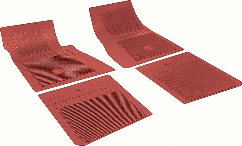 OER 4 Piece Red Floor Mat Set With Bow Tie 1958-1981 Chevrolet Models