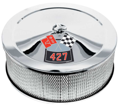14x5 Chrome Air Cleaner Assembly With 427 Crossed Flags Nova Camaro Chevelle