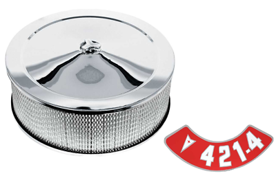 14 x 5 Chrome Air Cleaner Assembly With 41-4BBL Decal Firebird GTO Grand Prix