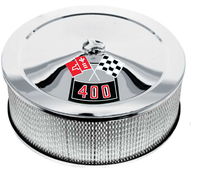 14x5 Chrome Air Cleaner Assembly With 400 Crossed Flags Nova Camaro Chevelle