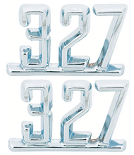 Load image into Gallery viewer, OER "327" Front Fender Emblem Set 1965-1967 Nova Camaro Corvette Impala Chevelle
