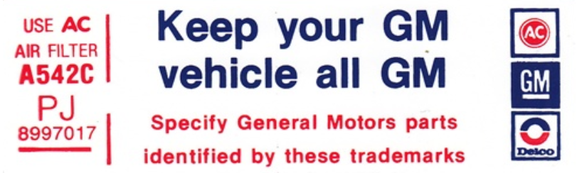 Keep Your GM Car All GM Decal For 1979 Pontiac Firebird PJ Code With 400ci