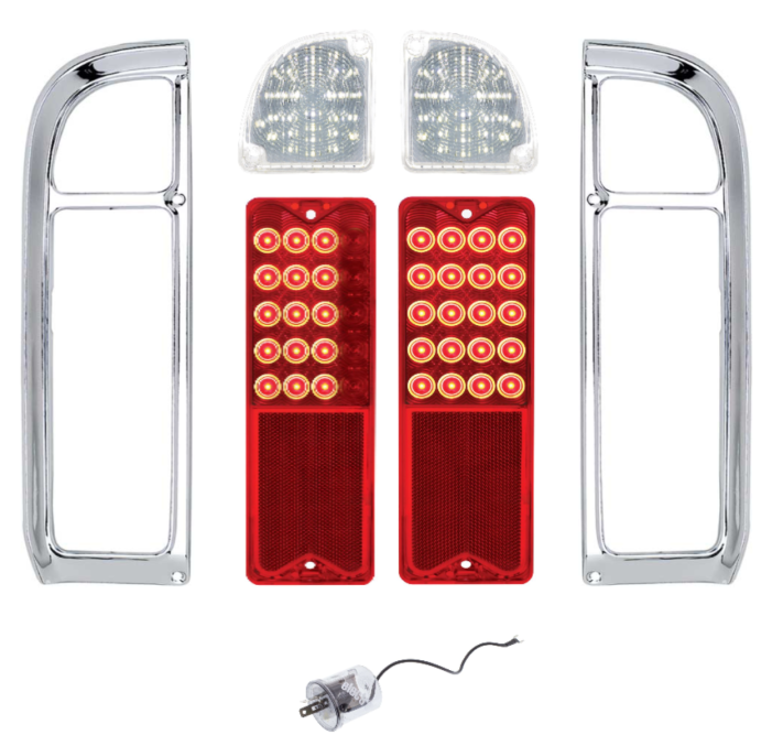 United Pacific LED Tail Light/Backup Light Set & Bezels 1969-72 Chevy/GMC Trucks