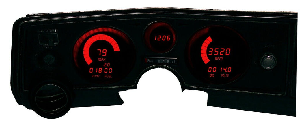 Intellitronix Red LED Digital Gauge Cluster 1969 Chevy Chevelle Models