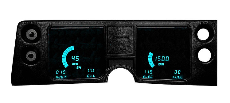 Intellitronix Teal LED Digital Gauge Cluster 1968 Chevy Chevelle Models