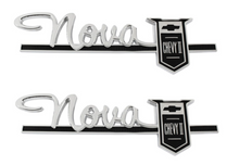 Load image into Gallery viewer, Trim Parts Rear Quarter Emblem Set 1963 Nova 1964 Nova Front Fender Emblem Set
