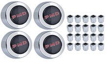 Load image into Gallery viewer, OER Black Rally II Center Cap &amp; Lugnut Set 1967-1972 Pontiac GTO Lemans Firebird
