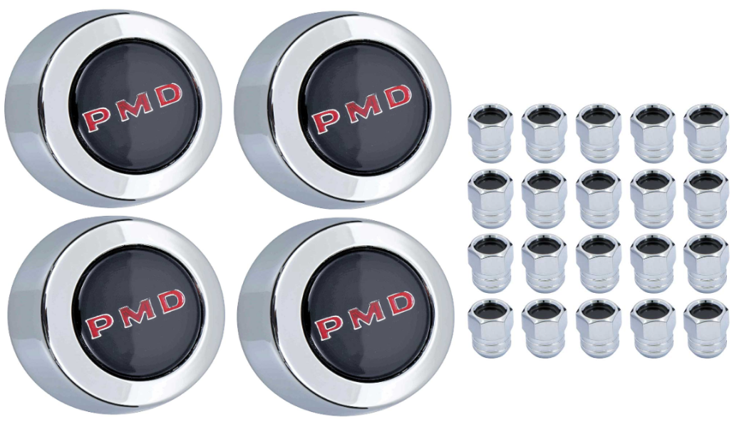 OER Black Rally II Center Cap & Lugnut Set 1967-1972 Pontiac GTO Lemans Firebird