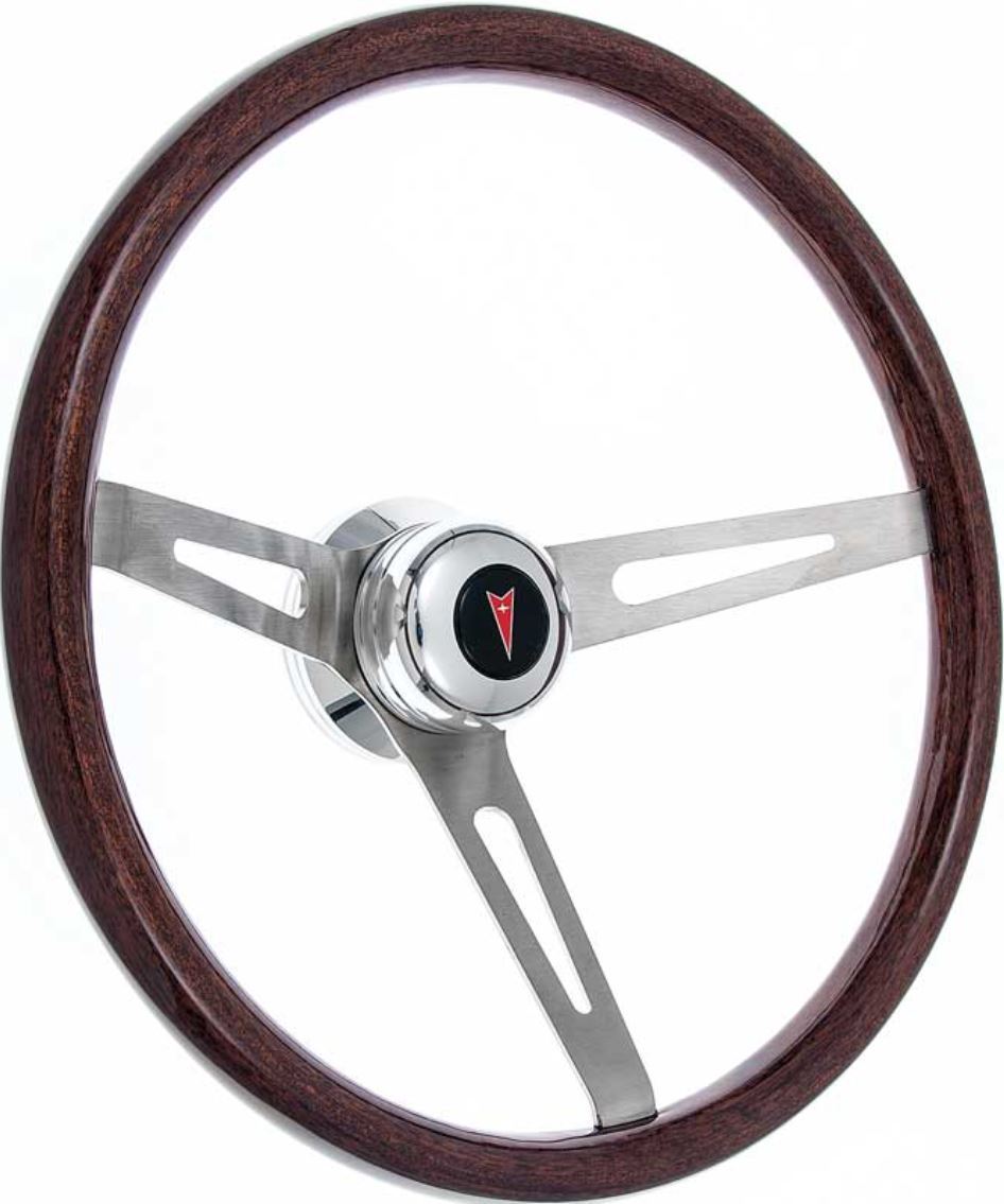 1967-1968 Pontiac Dark Wood Steering Wheel Kit Arrowhead Polish Hub Firebird GTO