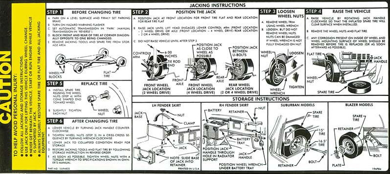 OER Jacking Instruction Decal For 1985-1986 Chevy and GMC Pickup Trucks