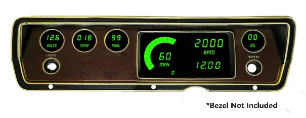 Intellitronix Green LED Digital Gauge Cluster Panel 1970-1976 Dodge Dart/Duster