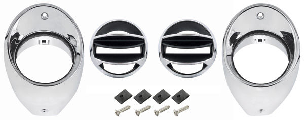 RestoParts A/C Air Vent Ball and Black Bezel Set 1966-1967 Chevelle & El Camino
