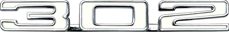 OER White Zinc Die-Cast Chrome 302 Hood Emblem For 1969 Camaro Cowl Induction