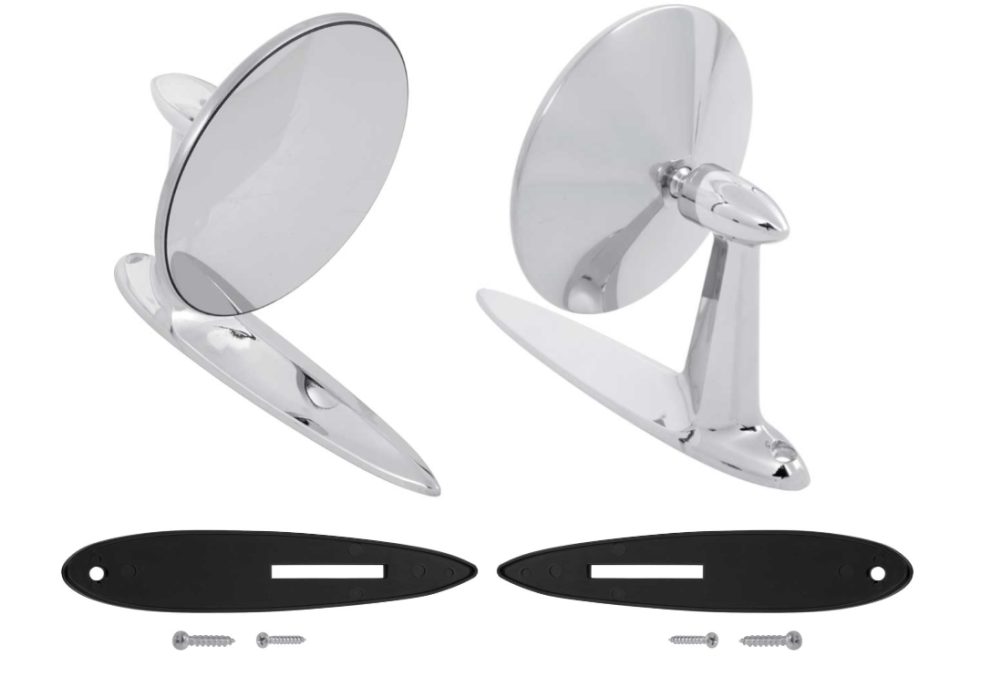 OER Chrome Convex Outer Door Mirror Set For 1955-1957 Bel Air 150 210 and Nomad