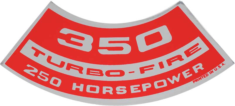 OER Air Cleaner Decal Turbo-Fire 350/250 HP Camaro Nova Chevelle Impala Corvette