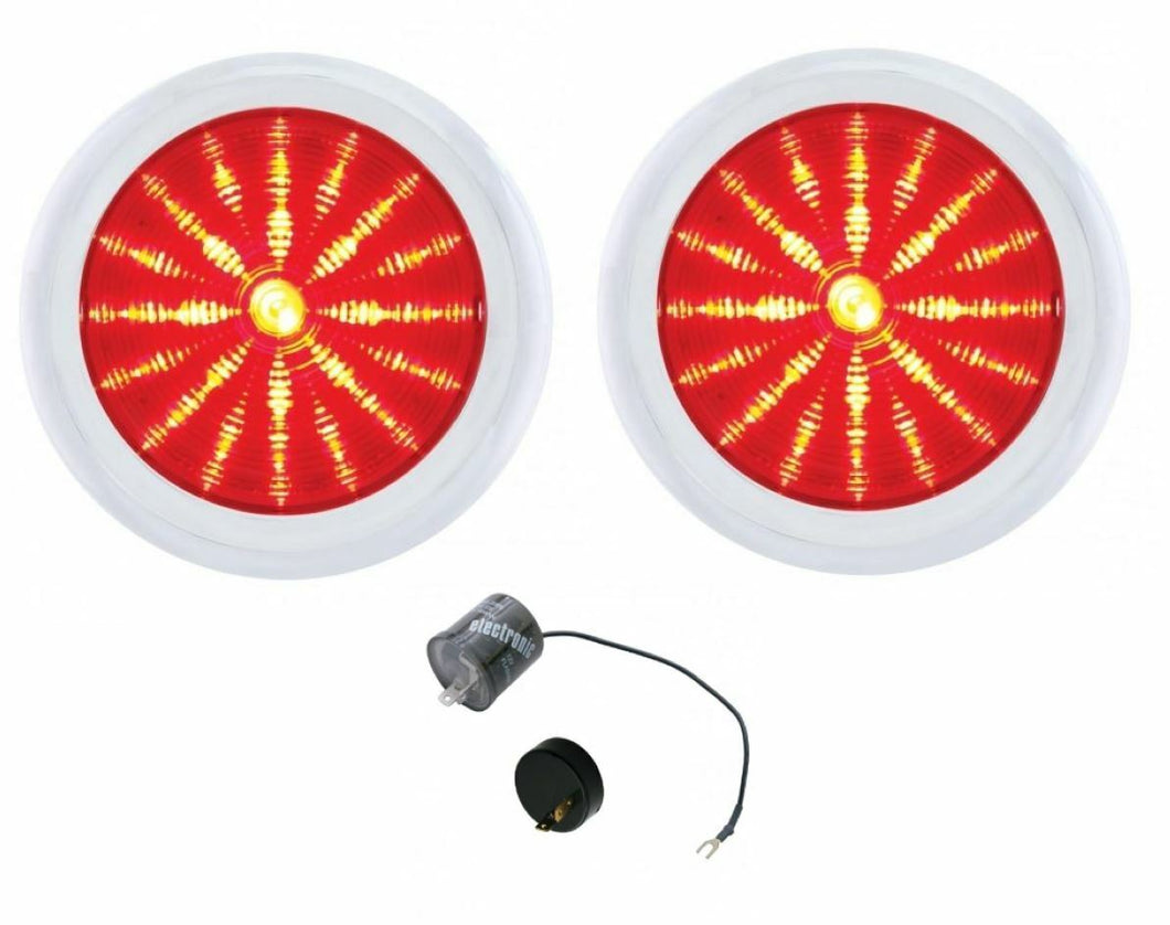 United Pacific 41 LED Tail Light Set With Chrome Bezels 1950 Pontiac Chieftain