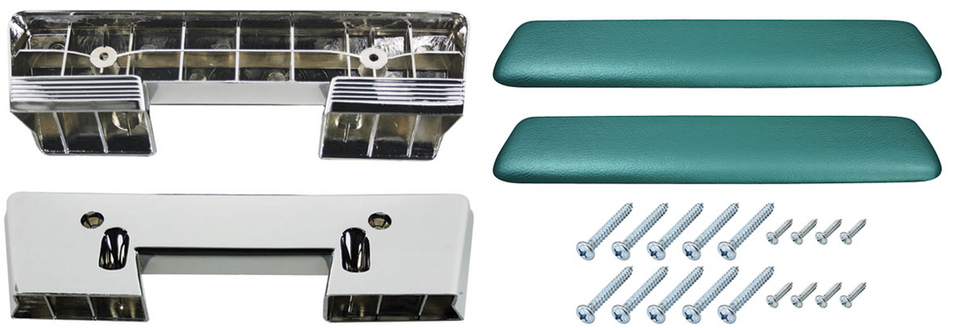 RestoParts Dark Turquoise Front Armrest Base/Pad Set 1965-1967 GTO Chevelle 442