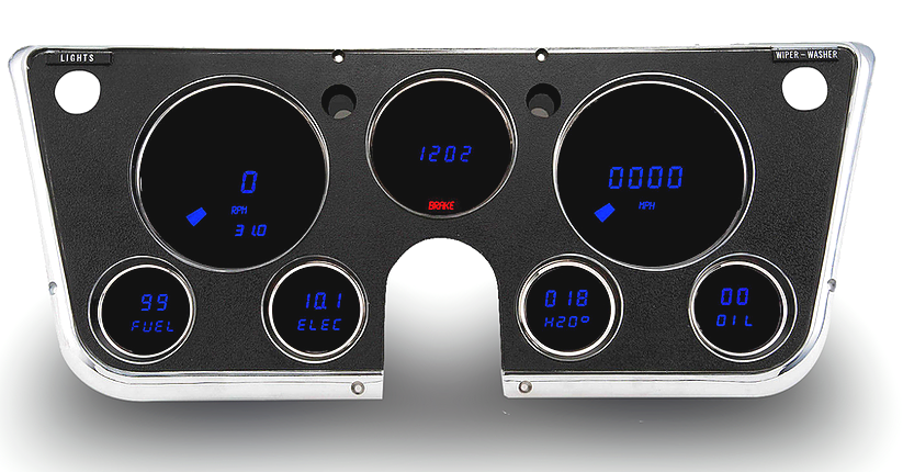 Intellitronix Blue LED Digital Gauge Cluster Panel 1967-1972 Chevy Pickup Trucks