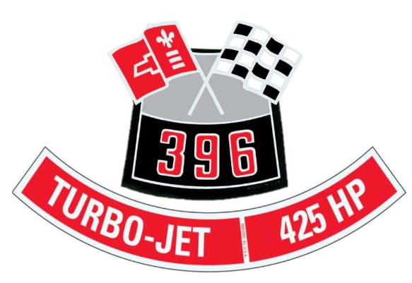 396 with 425 HP Air Cleaner Decal Set Fits Camaro Nova Chevelle Impala Corvette and GM Models