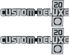Load image into Gallery viewer, OER &quot;Custom Deluxe 20&quot; Fender Emblem Set For 1981-1988 Chevy Pickup Trucks
