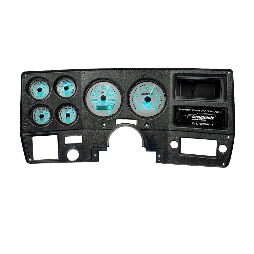 Intellitronix Teal Analog Gauge Cluster Panel For 1973-1987 Chevy Trucks