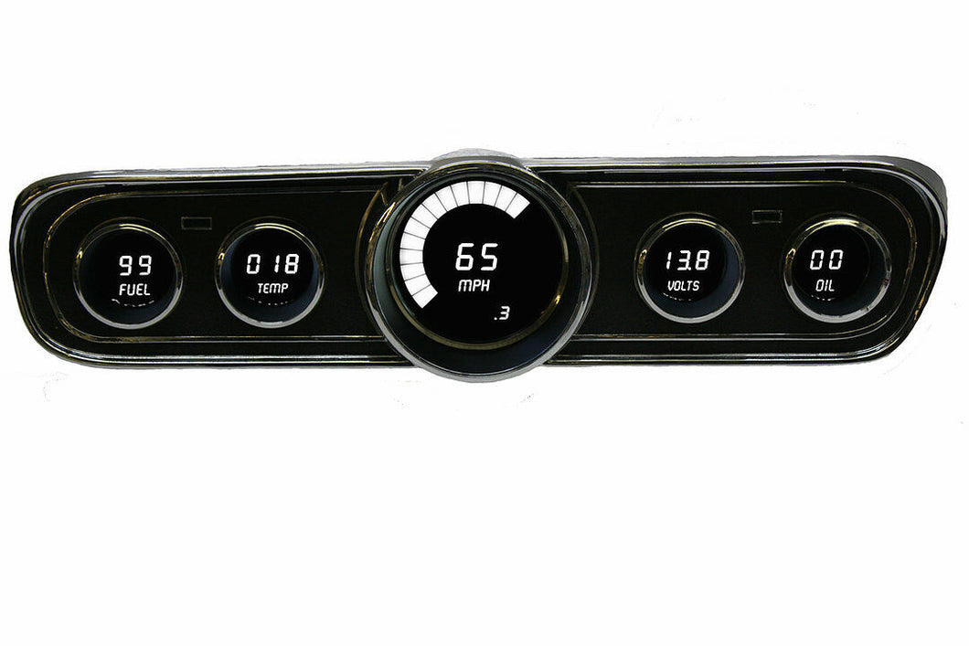 Intellitronix White LED Digital Gauge Cluster Panel 1965-1966 Ford Mustang
