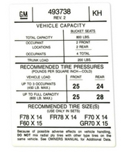 Load image into Gallery viewer, Reproduction Tire Pressure Decal 1974 Pontiac Firebird Trans AM Models
