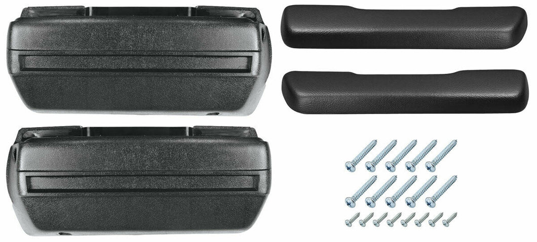 RestoParts Black Front Armrest Base/Pad Kit 1968-1972 GTO Lemans and Tempest